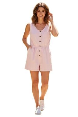 Ideas Vintage Sleeveless One Piece Jumpsuit Romper Pink, Women's Size Large